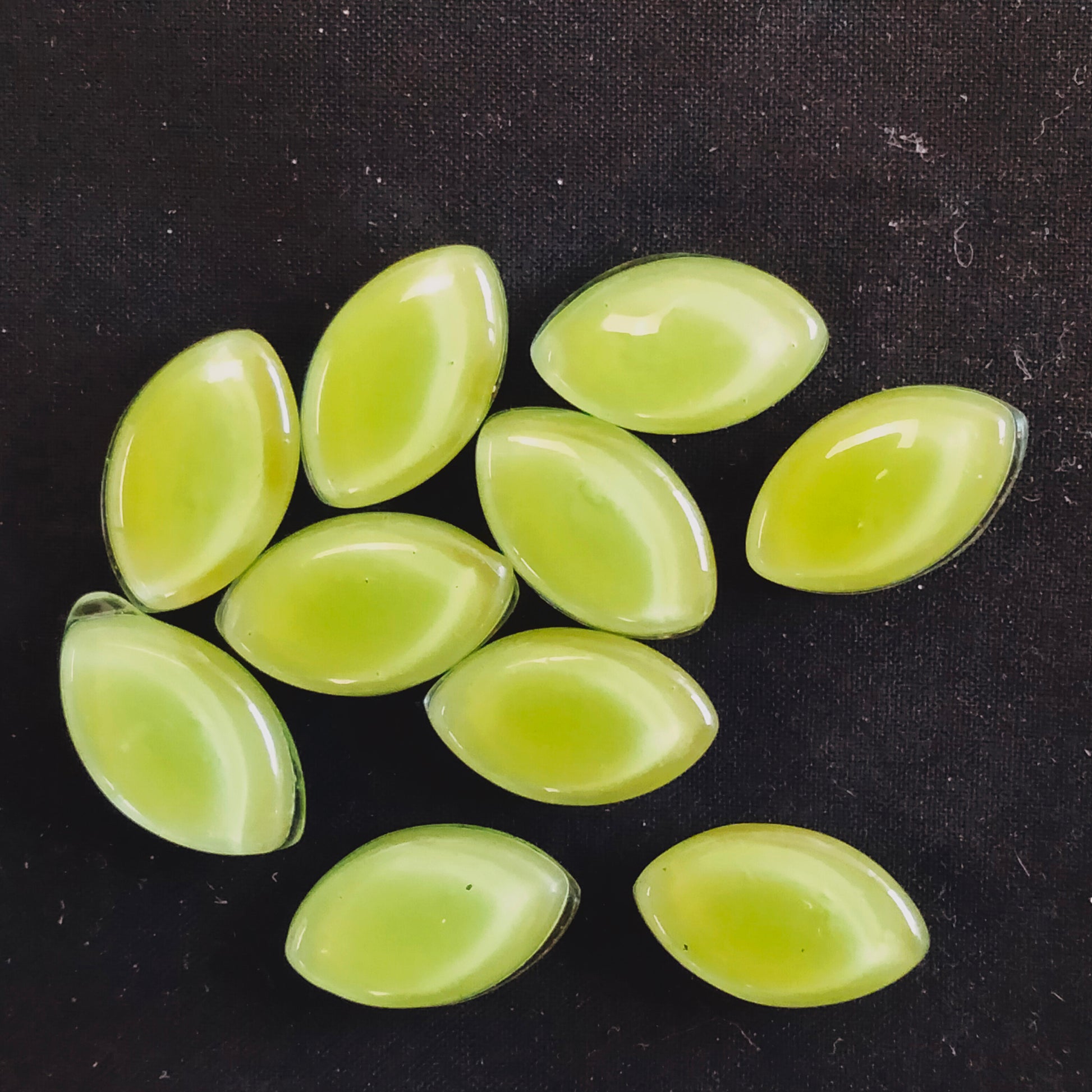 Lime Green  Glass Leaves