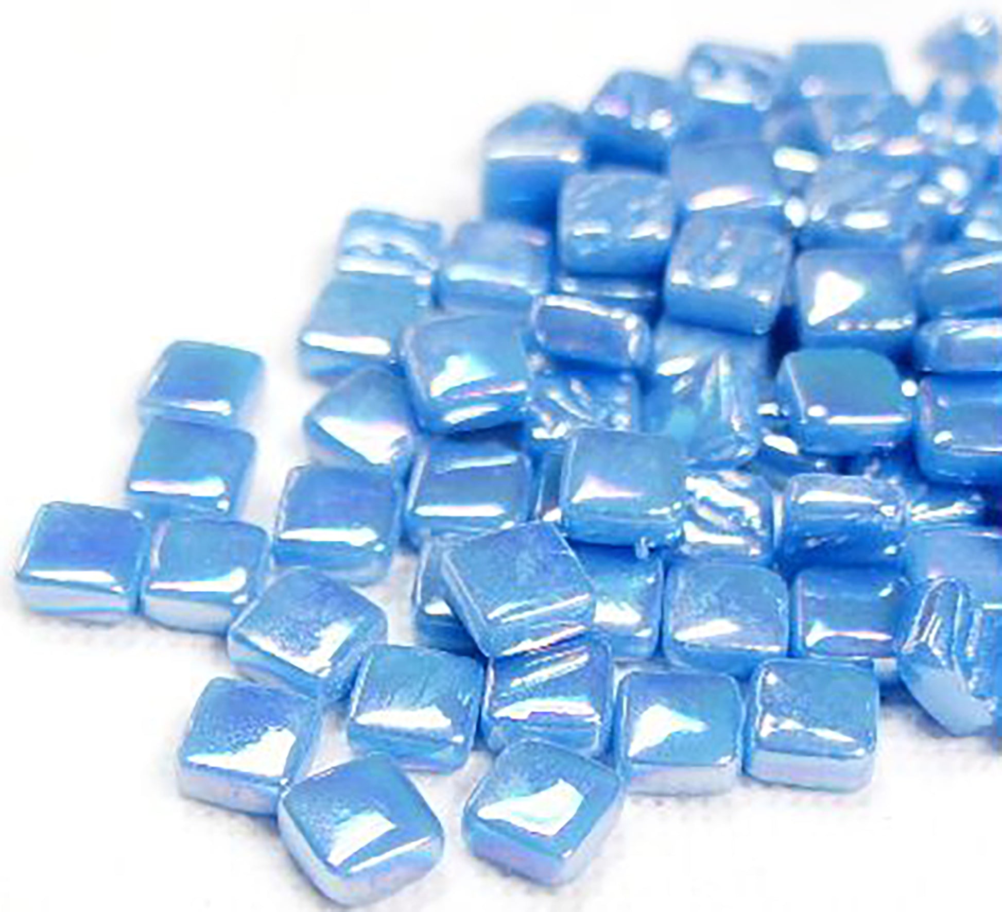 Surf Blue Iridized 8mm Mosaic Tiles