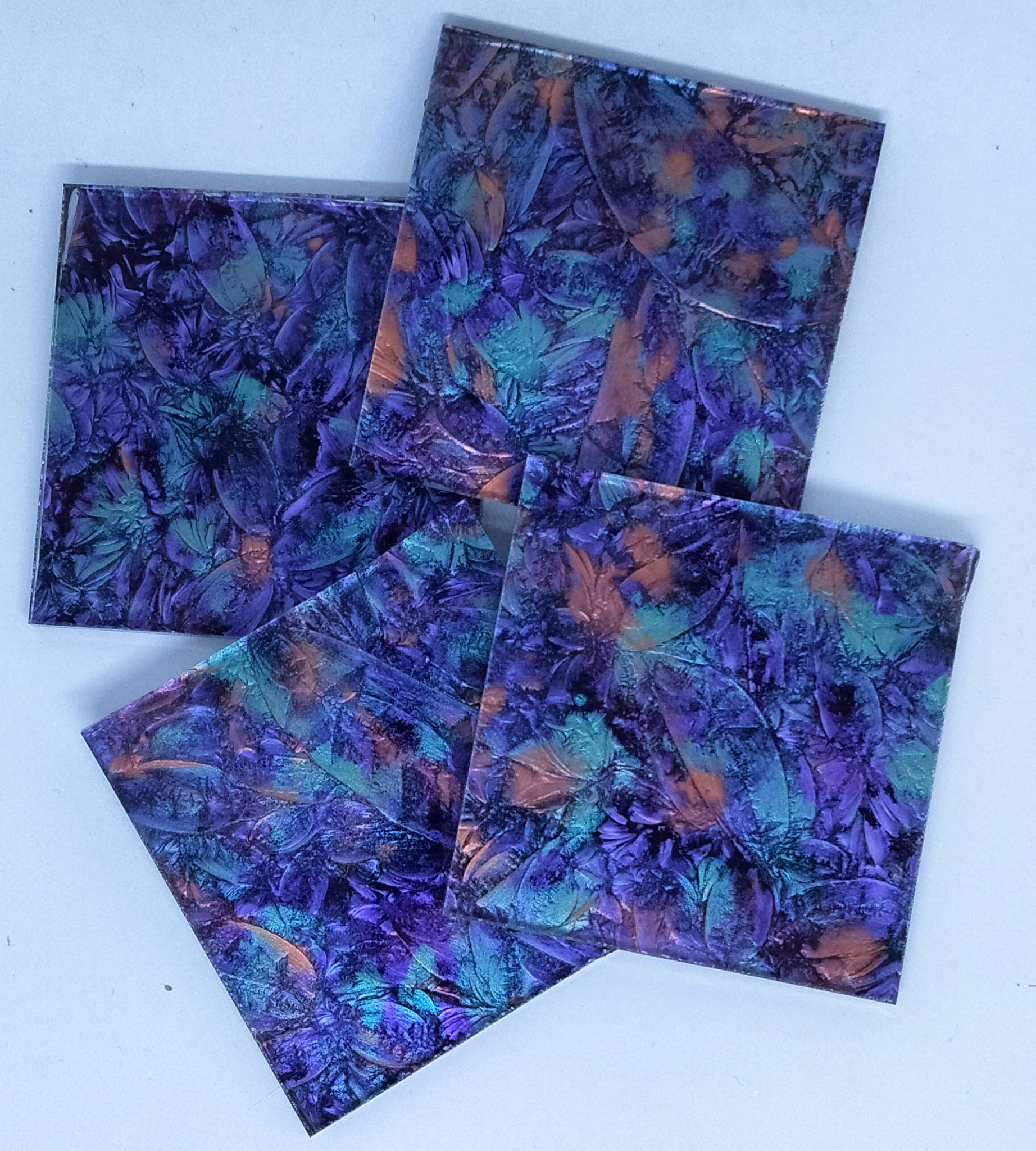 Violet/Bluegreen/Copper VanGogh - 2", VanGogh tile - Kismet Mosaic - mosaic supplies