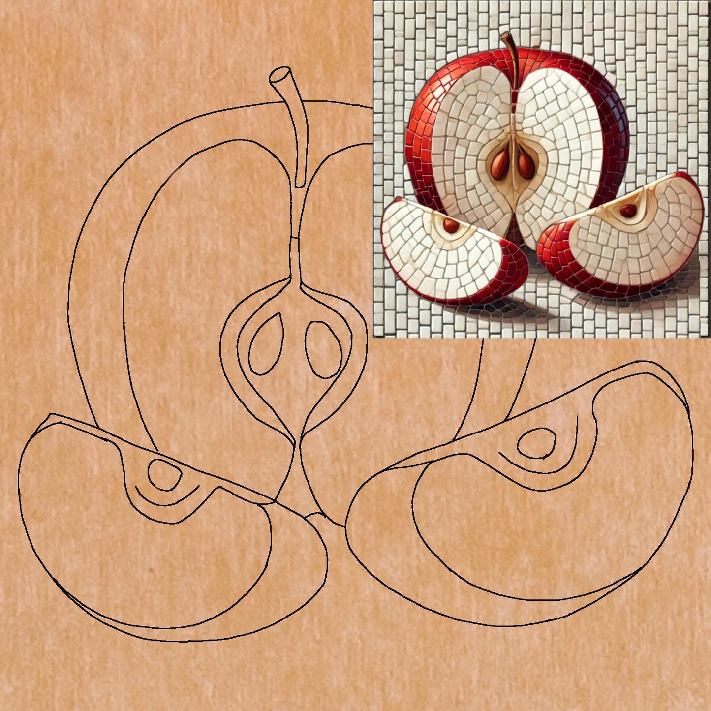 Apple Slices with Pattern 8"x8"  (pre-drilled for hanging kit)