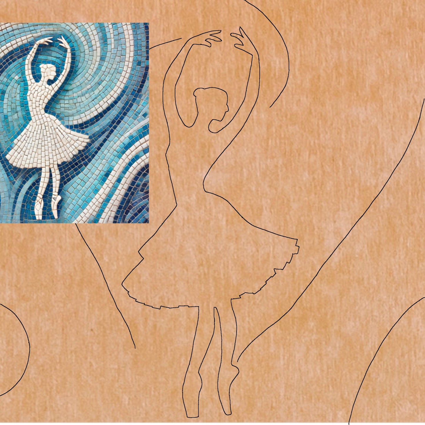 Ballerina with Pattern 12" x 12"  (pre-drilled for hanging kit)