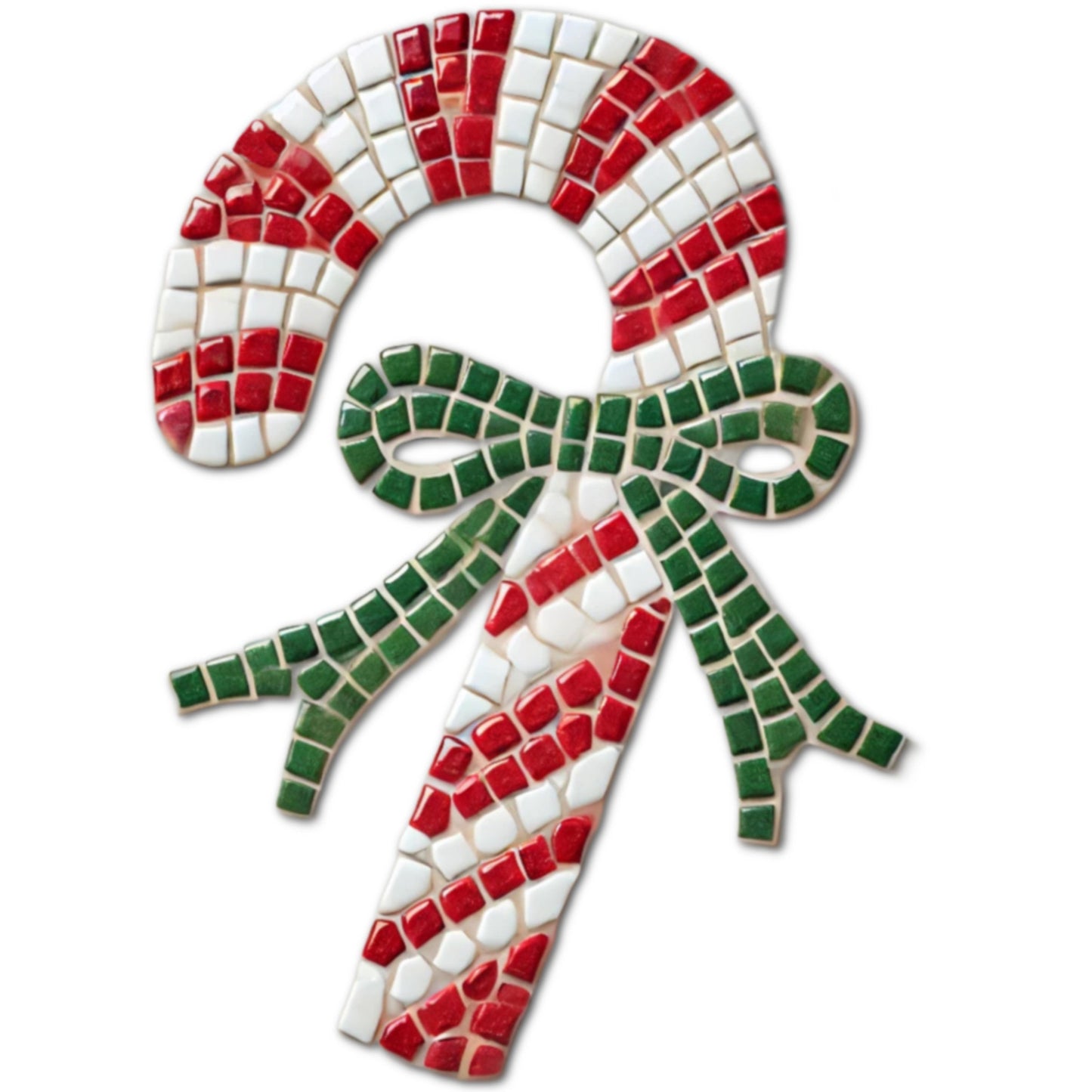 Candy Cane Mosaic Backer (pre-drilled for hangable)