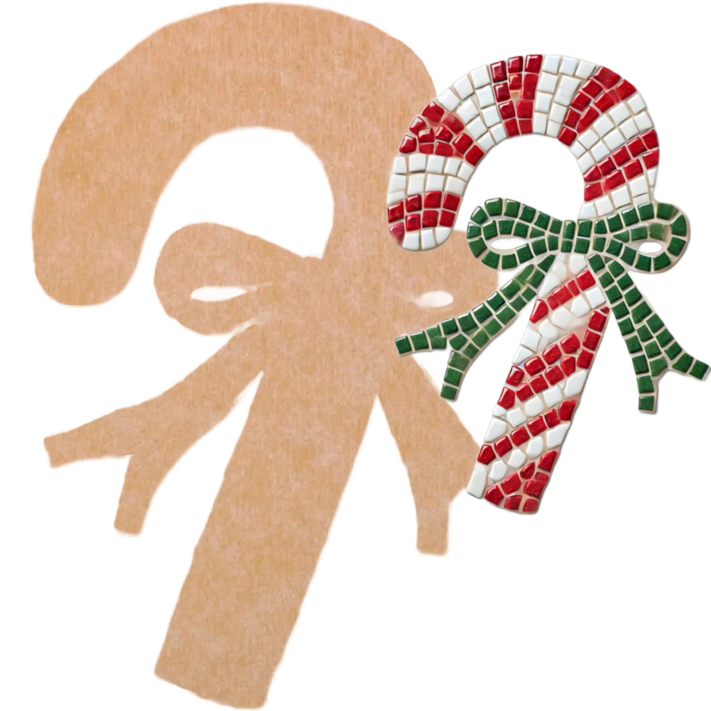 Candy Cane Mosaic Backer (pre-drilled for hangable)