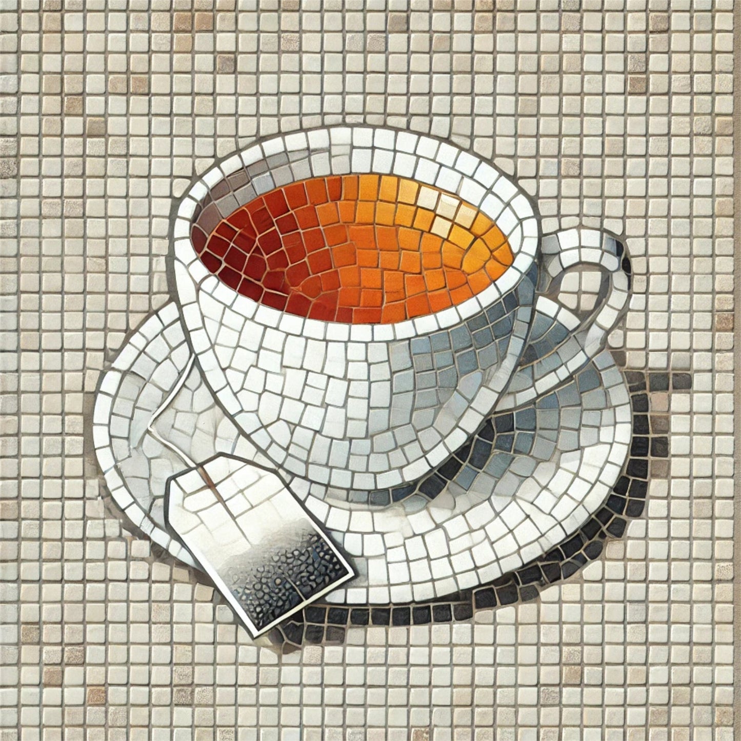 Cup of Tea with Pattern 8"x8"  (pre-drilled for hanging kit)