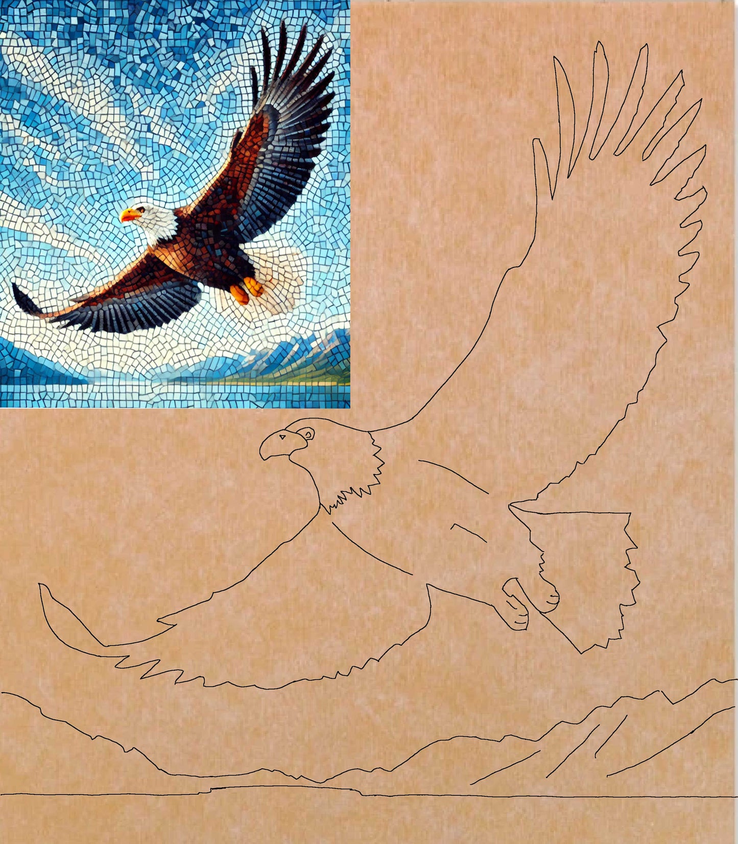 Eagle 14"x16" with Pattern (pre-drilled for hanging kit)