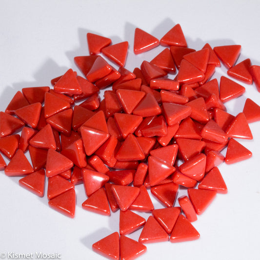 7107-g - Chili Red Triangles, TriangleGloss tile - Kismet Mosaic - mosaic supplies