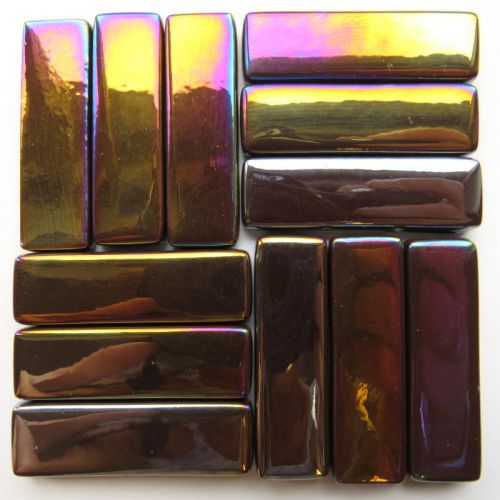 5100-i - Dark Chocolate Rectangles - Iridescent, KismetRectangle tile - Kismet Mosaic - mosaic supplies