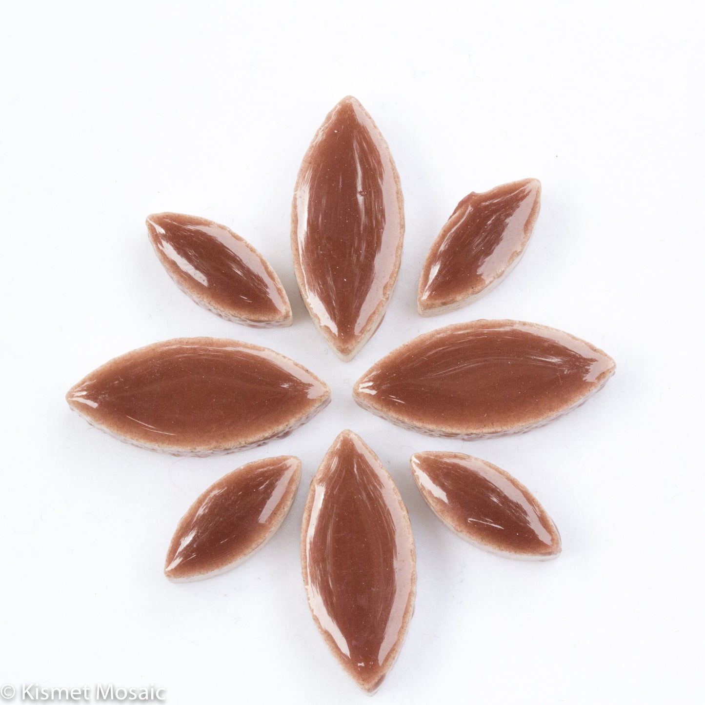 cp-Burnt Sienna Ellipse/Petal, CeramicPetals tile - Kismet Mosaic - mosaic supplies