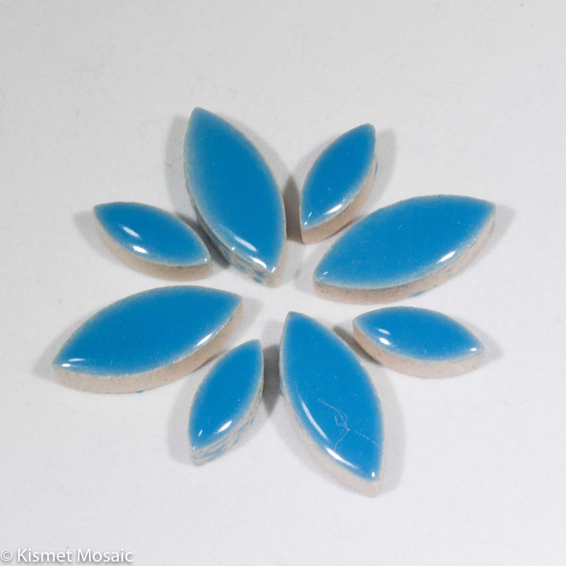 cp-Cyan Ellipse/Petal, CeramicPetals tile - Kismet Mosaic - mosaic supplies