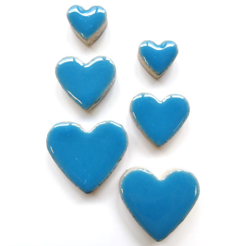 cha-Ceramic Charms-Cyan Hearts