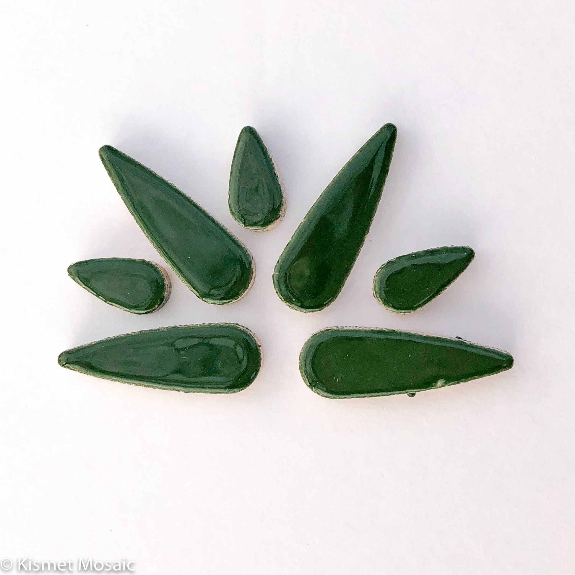 ct-Forest Green Teardrops, CeramicTeardrops tile - Kismet Mosaic - mosaic supplies