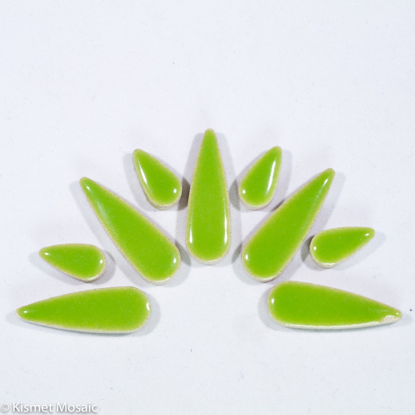 ct-Lime Teardrops, CeramicTeardrops tile - Kismet Mosaic - mosaic supplies