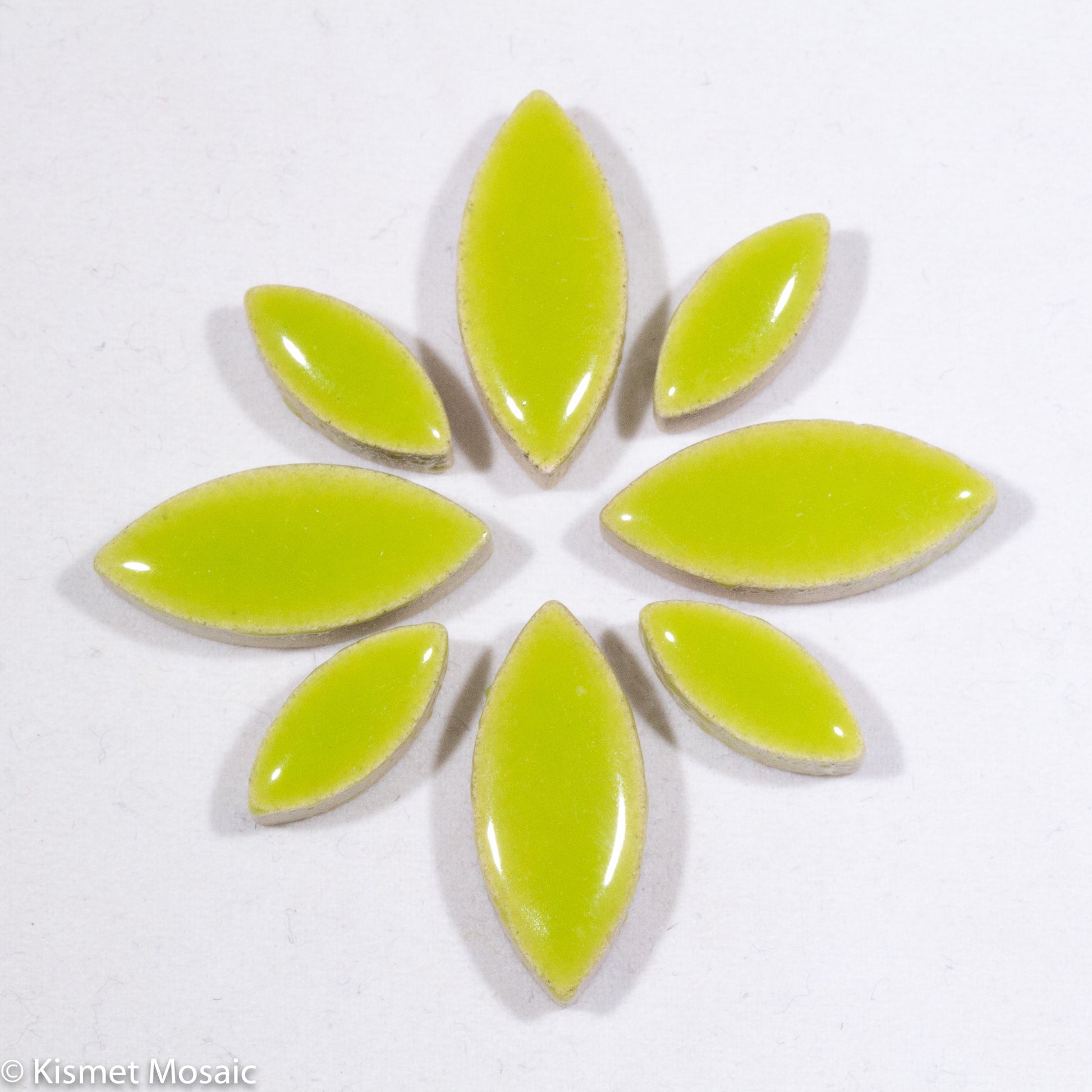 cp-Lime Green Ellipse/Petal, CeramicPetals tile - Kismet Mosaic - mosaic supplies