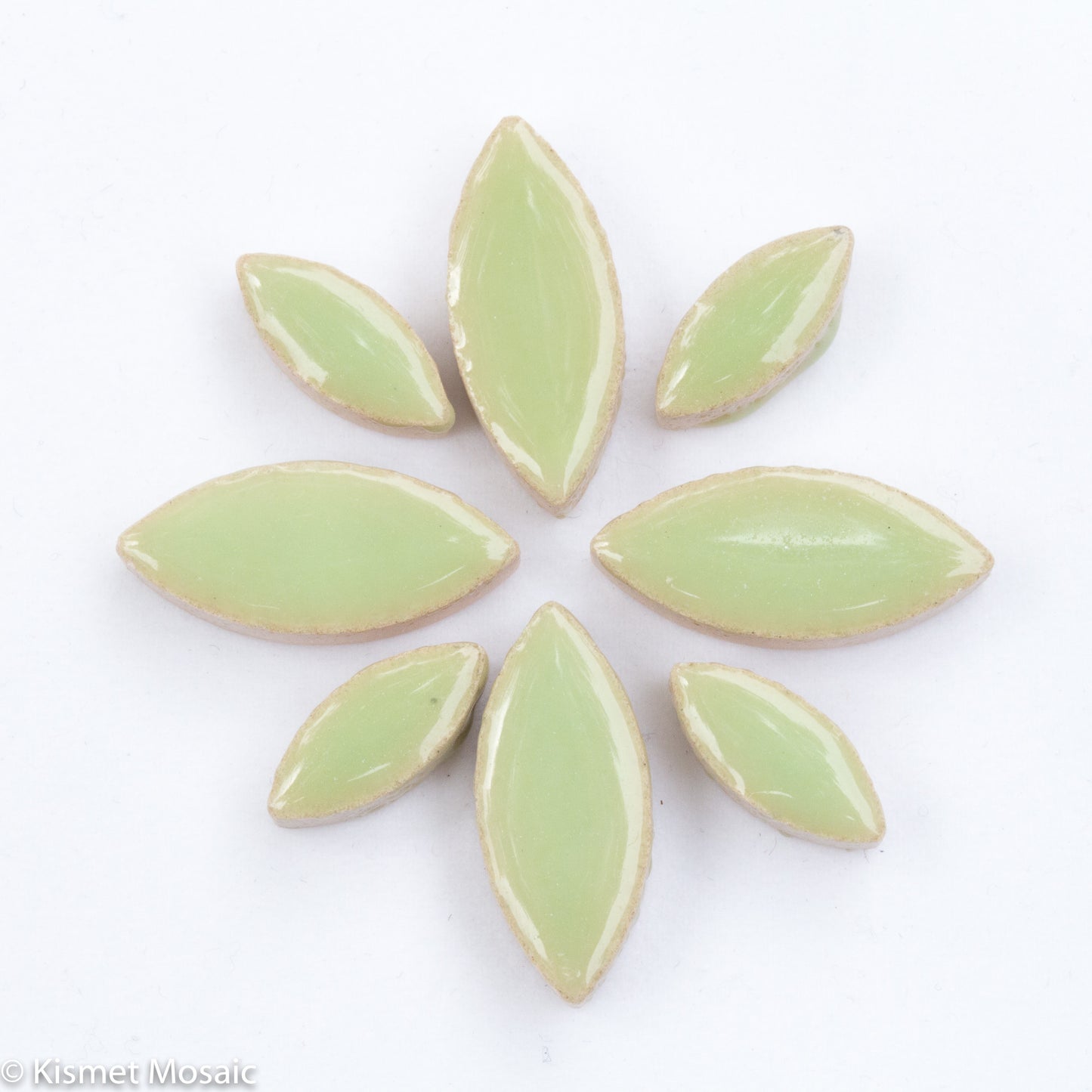 cp-Pastel Green Ellipse/Petal, CeramicPetals tile - Kismet Mosaic - mosaic supplies