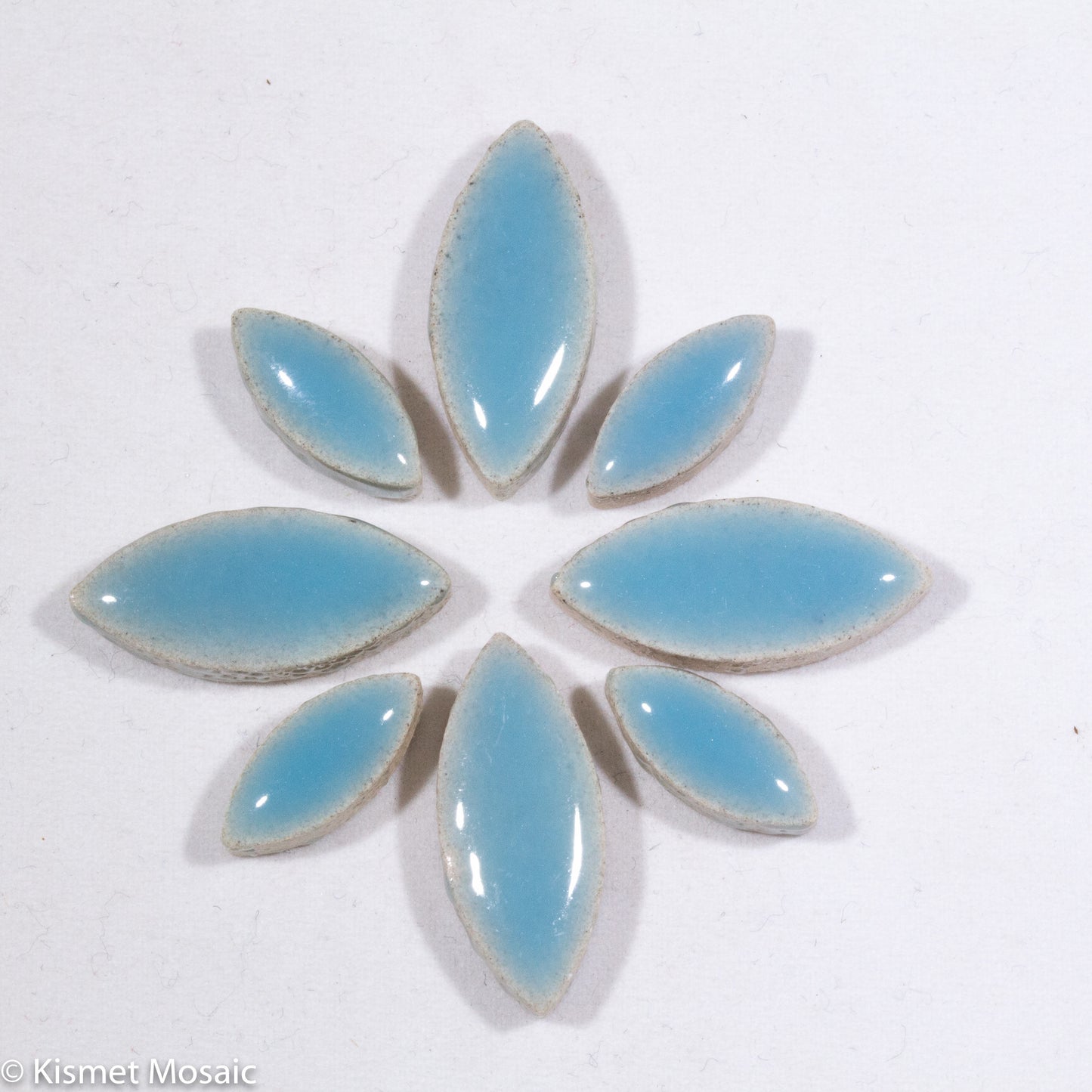 cp-Sky Blue Ellipse/Petal, CeramicPetals tile - Kismet Mosaic - mosaic supplies