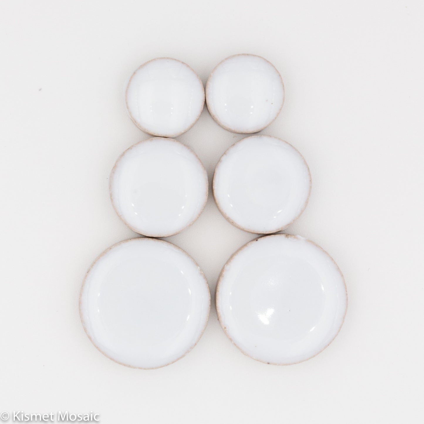 cr-White Round, CeramicRound tile - Kismet Mosaic - mosaic supplies