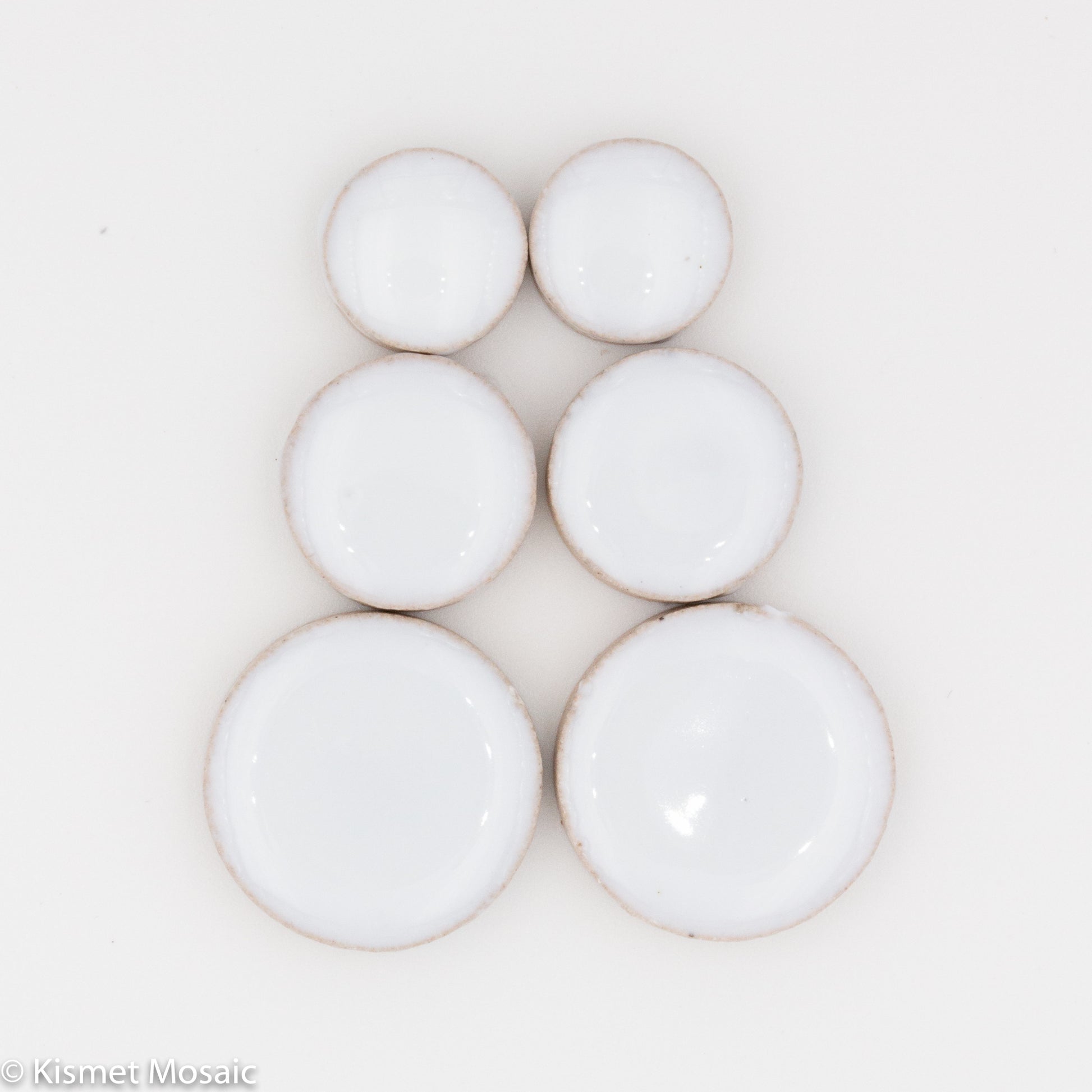 cr-White Round, CeramicRound tile - Kismet Mosaic - mosaic supplies