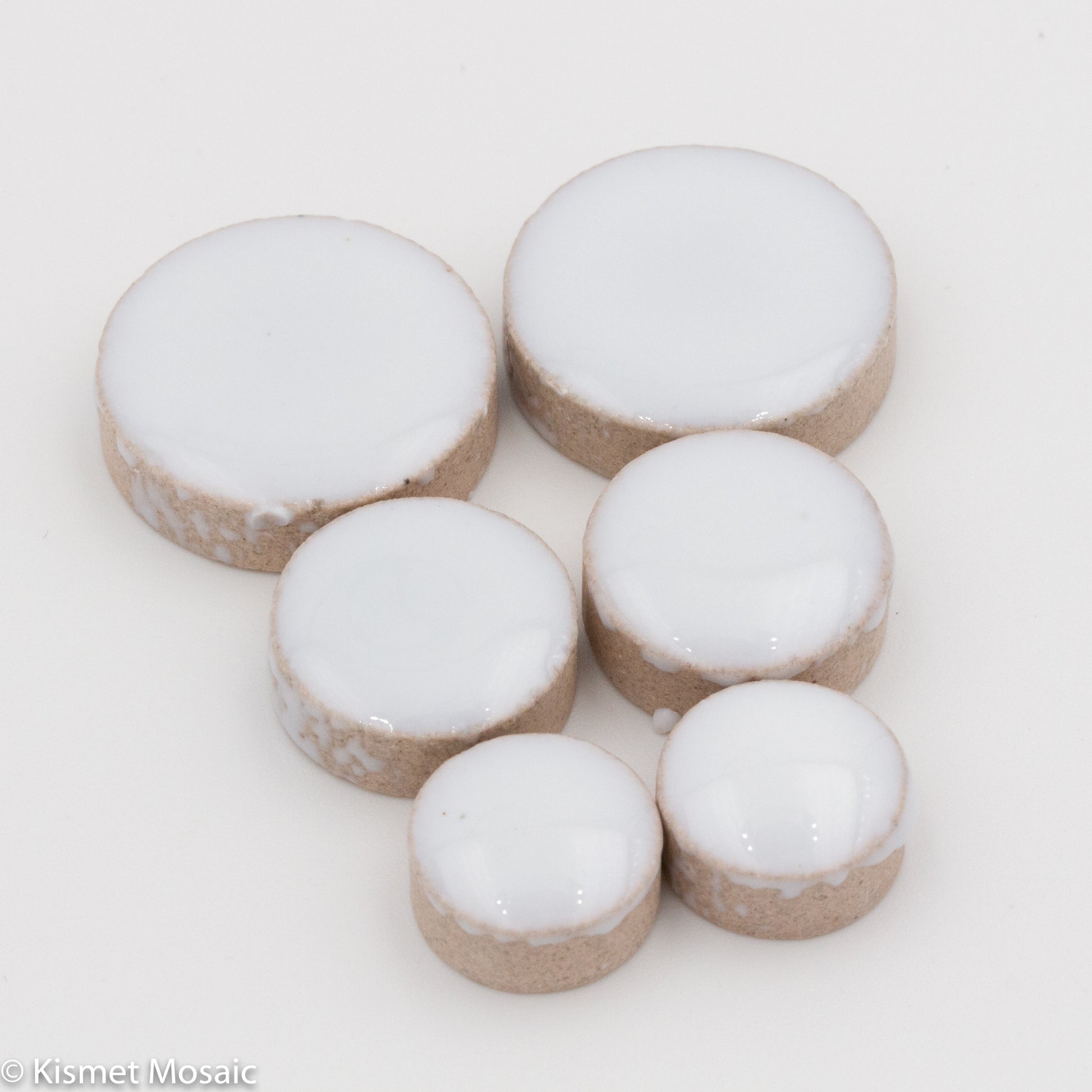 cr-White Round, CeramicRound tile - Kismet Mosaic - mosaic supplies