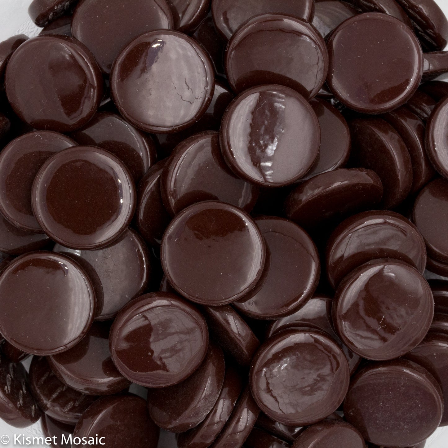 2100-g - Dark Chocolate - Gloss Penny Rounds, PennyRoundGloss tile - Kismet Mosaic - mosaic supplies